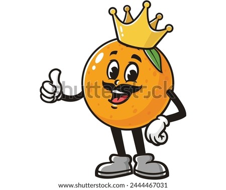 Orange fruit King cartoon mascot illustration character vector clip art hand drawn