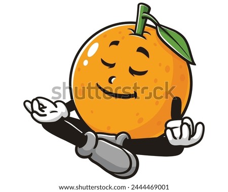 meditation Orange fruit cartoon mascot illustration character vector clip art hand drawn