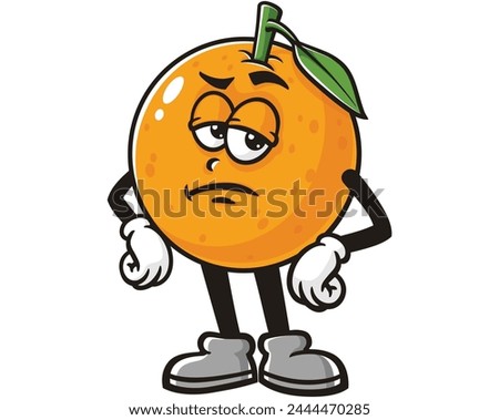 grumpy Orange fruit cartoon mascot illustration character vector clip art hand drawn