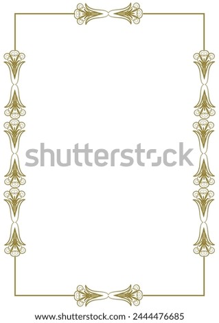 Vintage gold frame with decorative elements in Art Nouveau style. Title page, cover. Version No. 27. Vector illustration