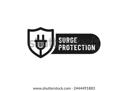 Surge protection label or Surge protection mark vector isolated. Best Surge protection label for websites, product packaging, and more about Surge protection. Royalty-Free Stock Photo #2444491883