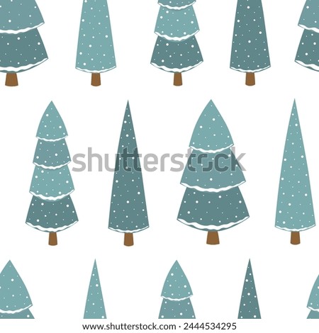 Christmas pattern, Handdrawn Christmas tree pattern illustration																									