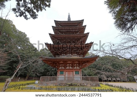 Daigo-ji Temple a Buddhist temple with 5-story pagoda, at Daigohigashiojicho, Fushimi Ward, Kyoto, Japan  Royalty-Free Stock Photo #2444537791