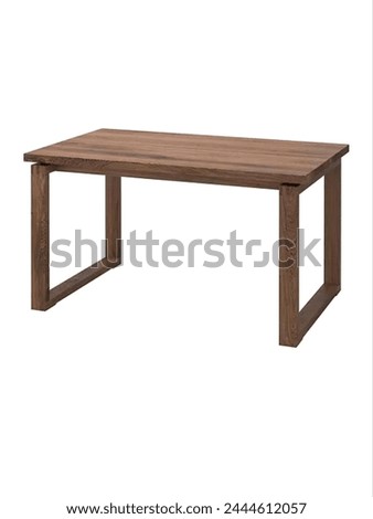 Furniture. Table,  rectangular table top with  frame-shaped legs made of oakwood in brown color. Royalty-Free Stock Photo #2444612057