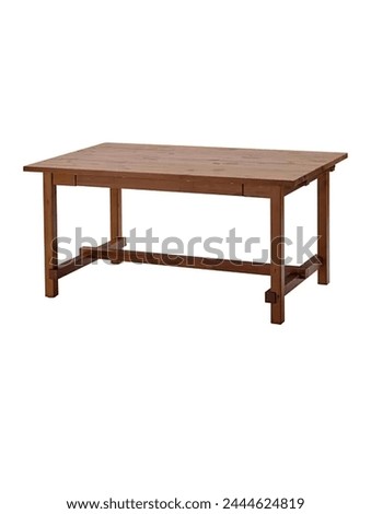 Furniture. Table,  rectangular table top with four straight legs made of oakwood in antique color. Royalty-Free Stock Photo #2444624819
