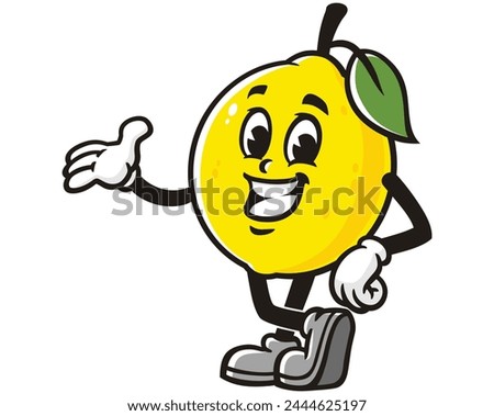 smiling Lemon fruit cartoon mascot illustration character vector clip art hand drawn