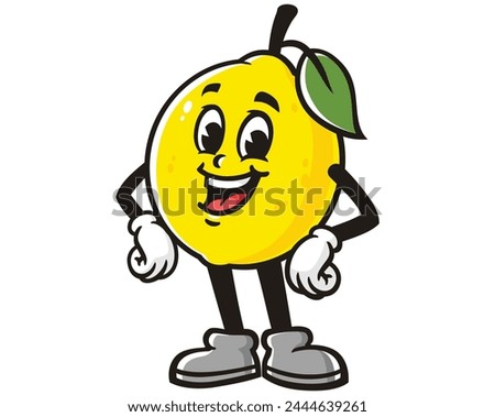 Lemon fruit laugh cartoon mascot illustration character vector clip art hand drawn