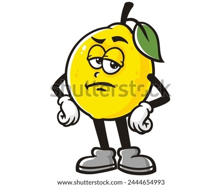 grumpy Lemon fruit cartoon mascot illustration character vector clip art hand drawn