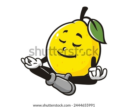 meditation Lemon fruit cartoon mascot illustration character vector clip art hand drawn