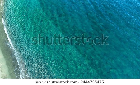 Sea aerial view. Turquoise sea aerial view copy space for text. Travel concept