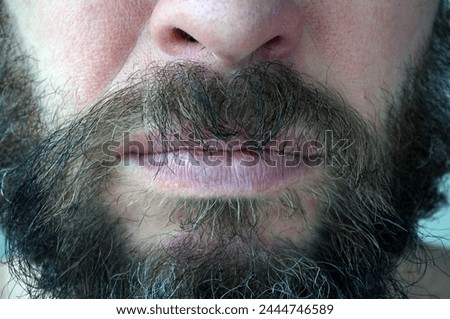 Men's beard. The guy's face is large. Brutal macho. Mustache and beard. Barber. Lumberjack                                Royalty-Free Stock Photo #2444746589