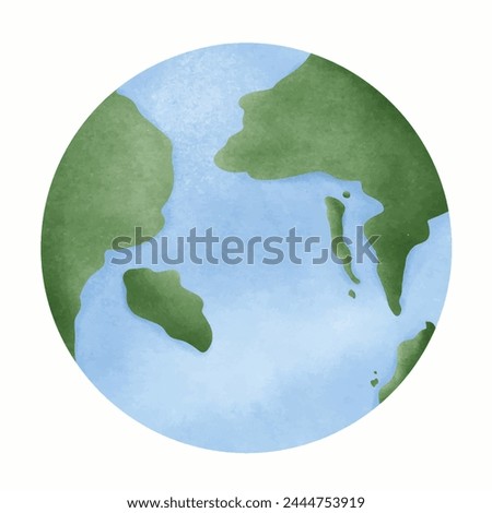 Planet Earth., Symbol of life, nature, foundation, ecology, international events, Watercolor hand drawn illustration Earth globe, Clip art element for design pattern, stickers