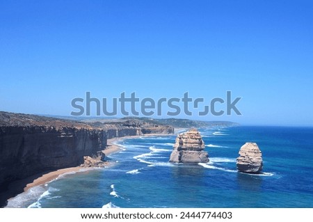 The Twelve Apostles,Great ocean road with beautiful blue sky and seaat Australia Royalty-Free Stock Photo #2444774403