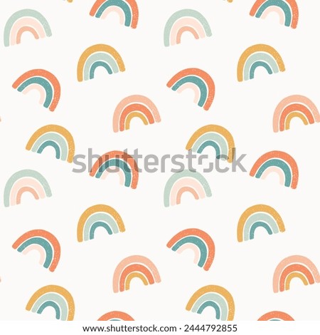 Rainbow multicolor isolated seamless pattern, nursery white background, birthday holiday clip art