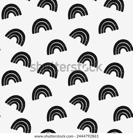 Rainbow black isolated seamless pattern, nursery white background, birthday holiday clip art