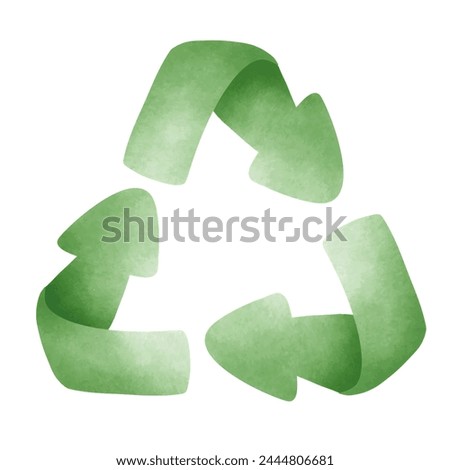 Recycle symbol vector illustration, Watercolor Clip art, Hand draw