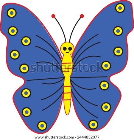 Blue Butterfly Vector Art illustration.