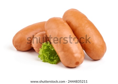 Boiled pork sausages, isolated on white background. High resolution image.