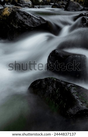 Stream water long exposure shot with rocks