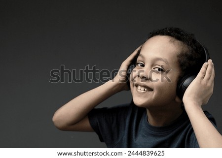 boy with headphones enjoying disco music with people stock image stock photo