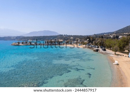 Marathi is a popular sandy beach in Chania with beautiful light blue shallow water,Crete Greece