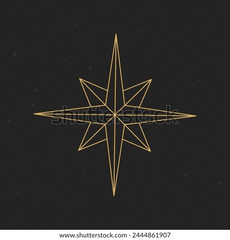 Linear shiny star, Compass Icon, wind rose linear icon. Stock vector illustration isolated