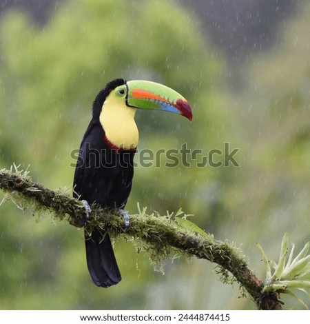 Birds of Costa Rica: Keel-billed Toucan in the pouring rain