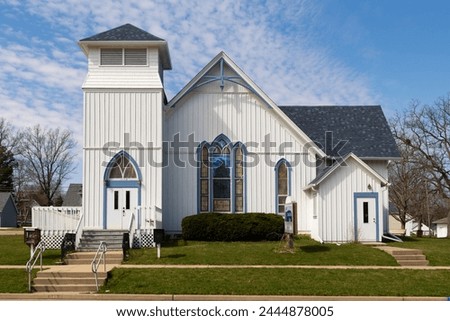 Methodist church in small Midwest town.  Winnebago, Illinois, USA.