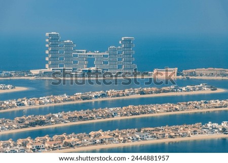 A picture of the Palm Jumeirah and Atlantis The Royal Hotel.
