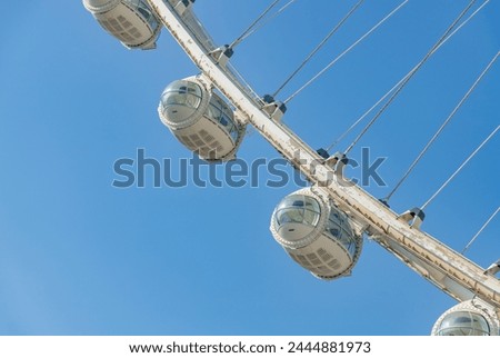 A close-up picture of the Ain Dubai ferris wheel cabins.