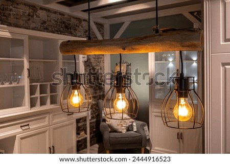 Modern lamps design light bulbs in the apartment Royalty-Free Stock Photo #2444916523