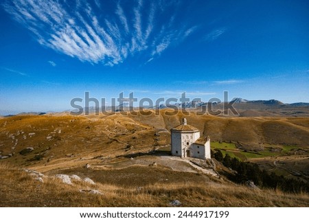 The church of Santa Maria della Pietà is a religious building located in the municipality of Calascio near the fortress of the same name. Royalty-Free Stock Photo #2444917199