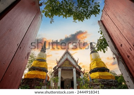 Wat Khok Kham an old chapel building that was once visited by King Rama 4.The gable of the chapel has a wooden engraving.,Samut Sakhon,Thailand