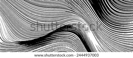 Swirled and curled stripes and brush strokes texture. Marble or acrylic atrwork imitation. Cool and swirly background. Abstract vector illustration. Black isolated on white. EPS10  Royalty-Free Stock Photo #2444937003