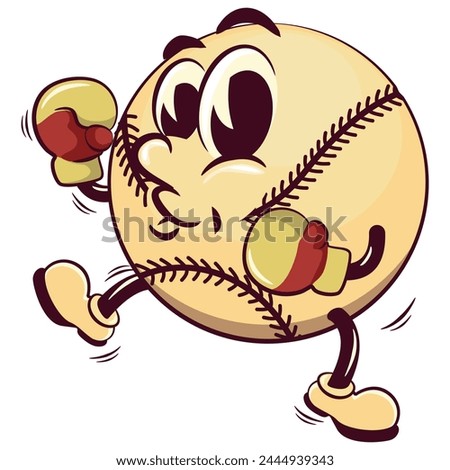 baseball cartoon vector isolated clip art illustration mascot practicing boxing wearing boxing gloves, work of handmade
