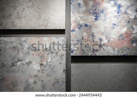 Wallpaper design, abstract background of art framed in minimalism style grunge paint brush texture set on wall, mockup idea.