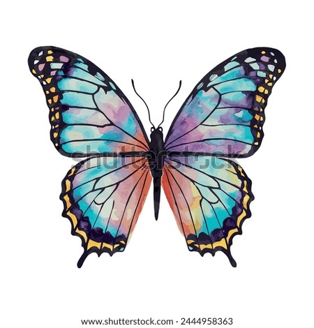 Blue Butterfly Illustration Watercolor Sublimation Clip art