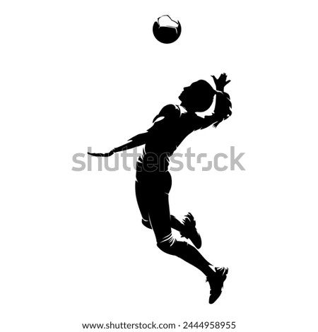 Volleyball player, woman, isolated vector silhouette, side view. Female volleyball logo
