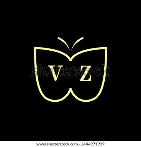 VZ Initials Luxury Butterfly logo Vector illustration