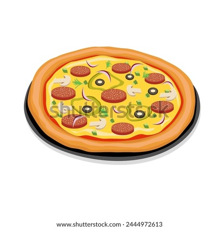 Appetizing pepperoni pizza in vector