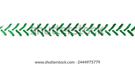 green traces of tractor tires on white background