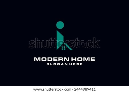 Abstract letter I logo, I home icon vector logo design