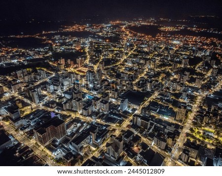 Night aerial view of Bento Gonçalves, Rio Grande do Sul. 2024.