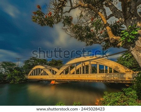Landscape_scenery  Haleiwa bridge with motion blur and long exposure in Haleiwa town , north shore of Oahu, Hawaii