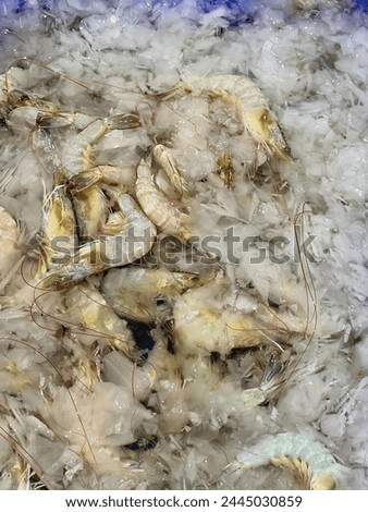 a photography of a bunch of shrimp sitting on ice in a bowl.