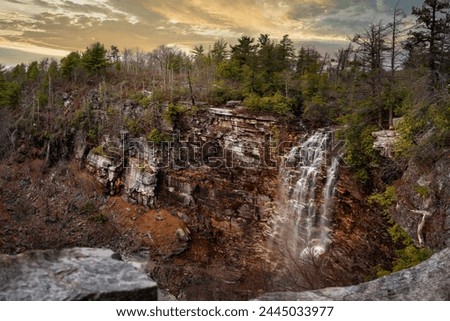 Panorama of Verkeerderkill falls at Catskill mountains NY, USA