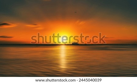Sunset silhouette with motion blur and long exposure