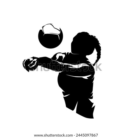 Volleyball woman logo, isolated vector silhouette, female volleyball player