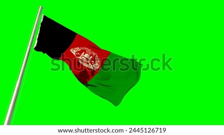 Waving glorious flag of Afghanistan on green screen, isolated - object 3D rendering