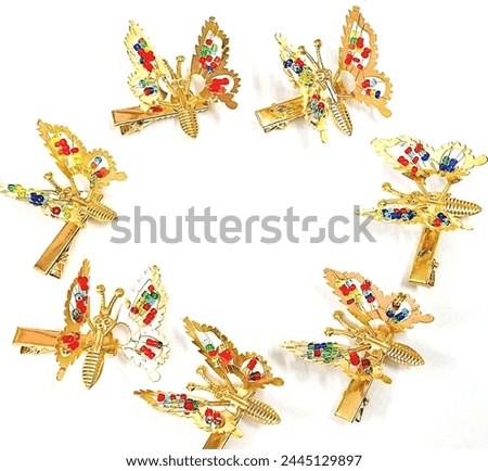 Moving Butterfly Hair Clips 90's 
Butterfly Hair Clips 
Gold color Hair Pin Butterfly Clips Set  Royalty-Free Stock Photo #2445129897